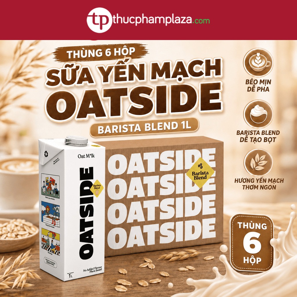 Thùng 6 hộp sữa yến mạch OATSIDE Barista Blend 1L